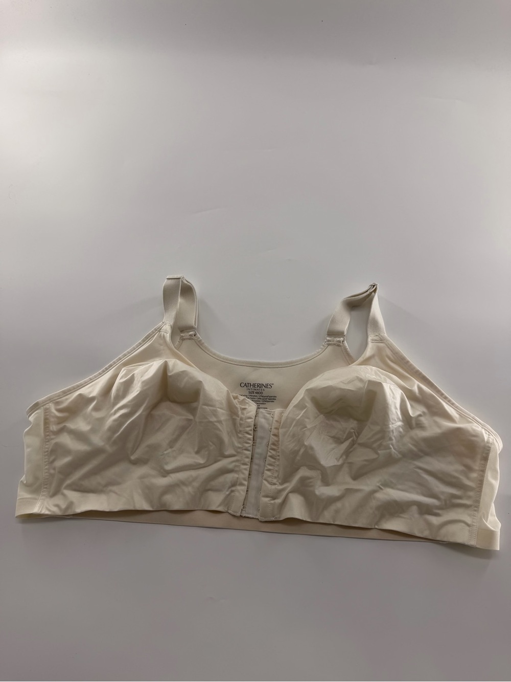 Catherine’s Ivory Plus Size Unlined Bra Bralette Front Closure Comfort No Wire